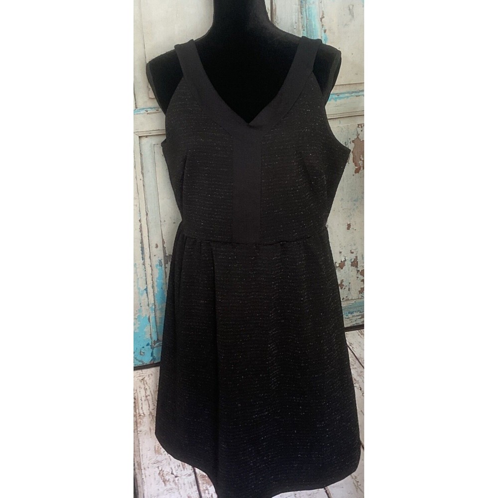 Maurices Black Shimmer V Neck Dress Size L Large  Black Textured NWT'S
